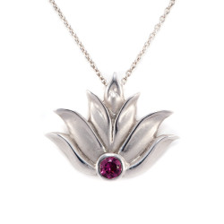 Lotus Pendant - 14k White Gold